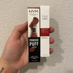 Hey Honey Lifting Eye Serum and NYX powder puff lippie